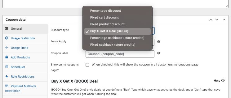 Select "Buy X Get X Deal" option
